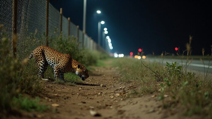 leopard feeding on stray dogs