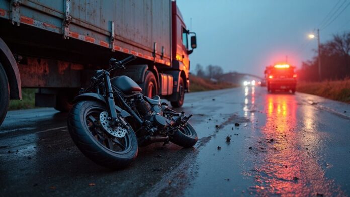 tragic biker crushed bridge failure