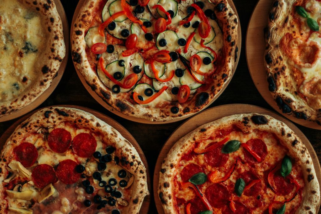 A classic margherita pizza with tomato and mozzarella